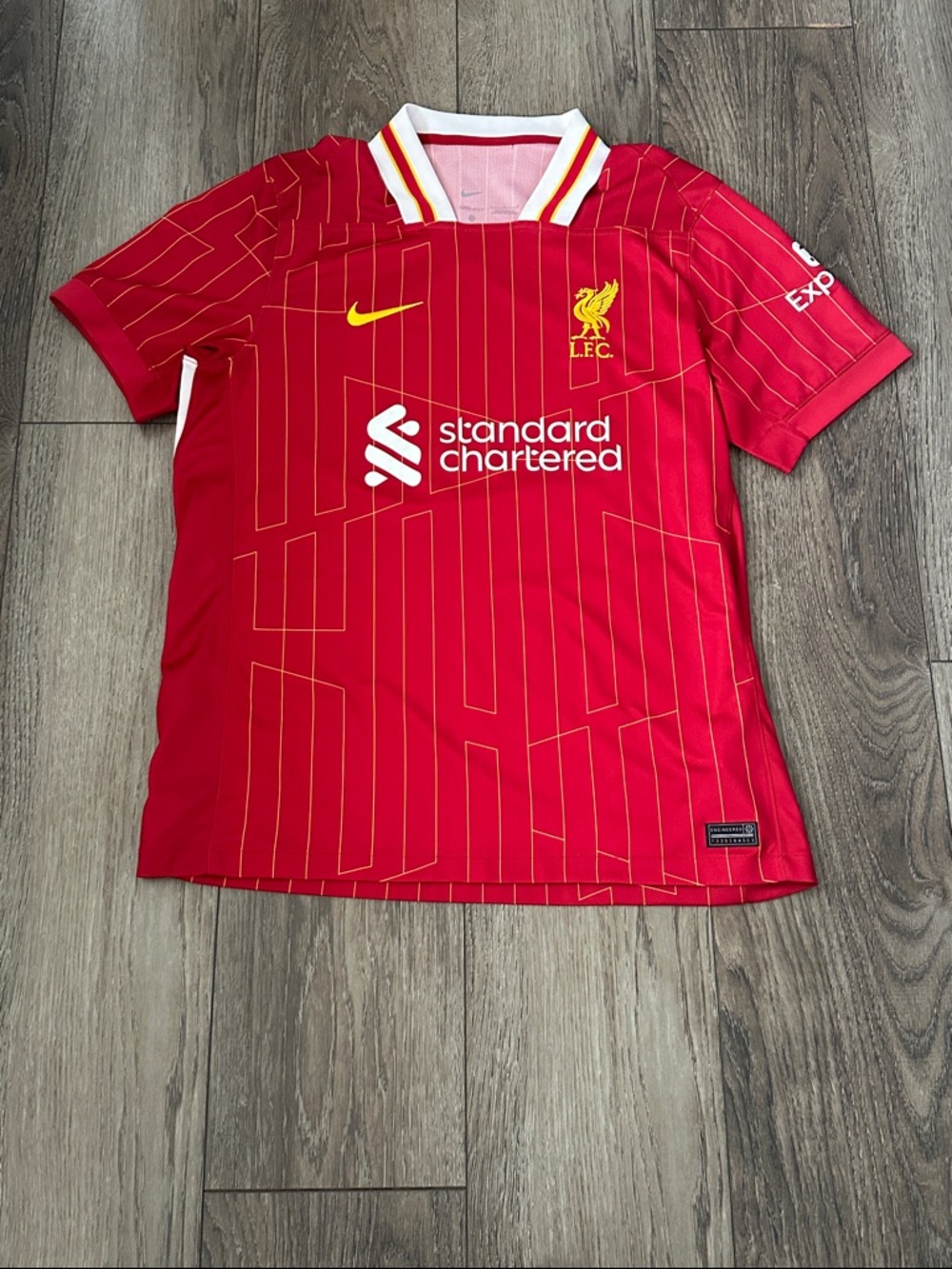 Mens Kids Red Liverpool FC Jersey with Yellow Details